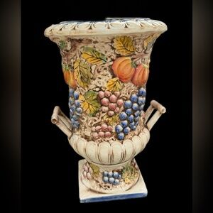 Antique 20th Century Hand Painted Italy  Urn 16in